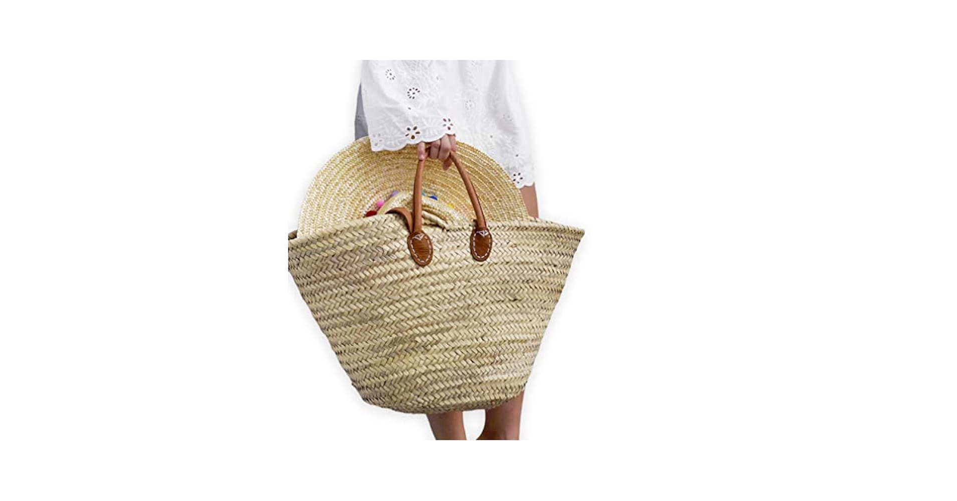 Amazon.com: FRENCH BASKET with double flat leather handles